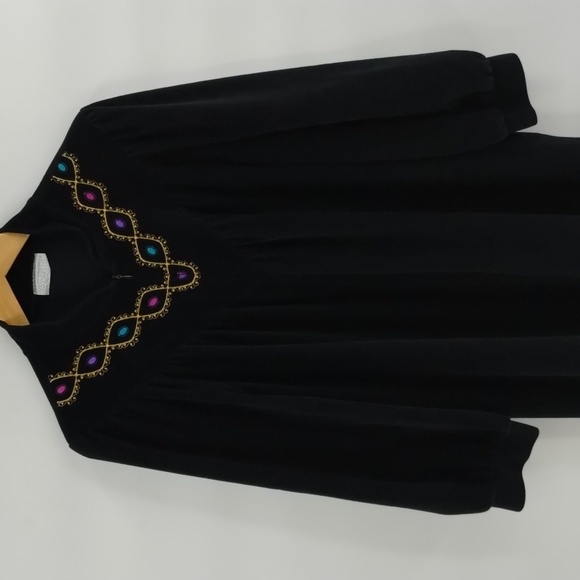 Vassarette black velour with gold stitching housecoat moomoo size large vintage - Picture 1 of 5